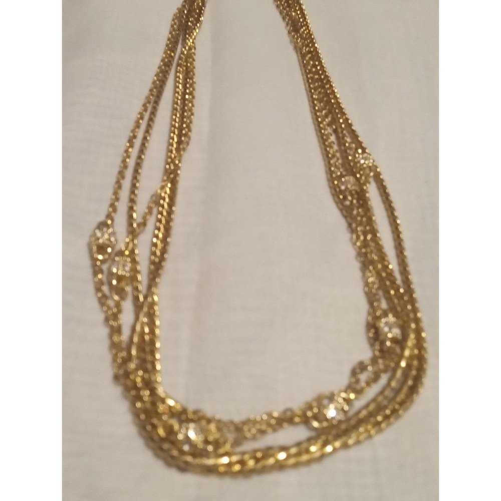 Vintage 5 Chain Strand Gold Tone Necklace